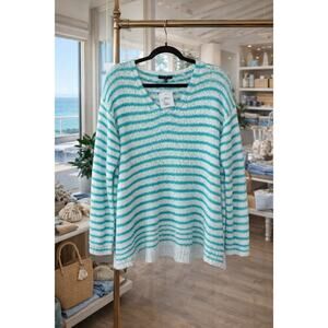 Staccato Mint Green Ivory Striped Sweater Small NWT Oversized Pullover Casual